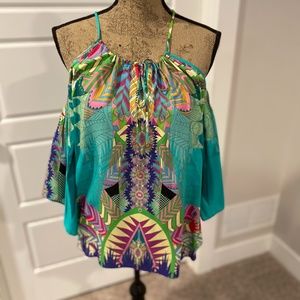 NWT HALE BOB Cold Shoulder Turquoise Top - L